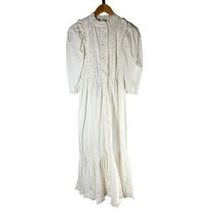 Doen Darby Cottagecore Cotton Midi Dress Powder Size XS Peasant